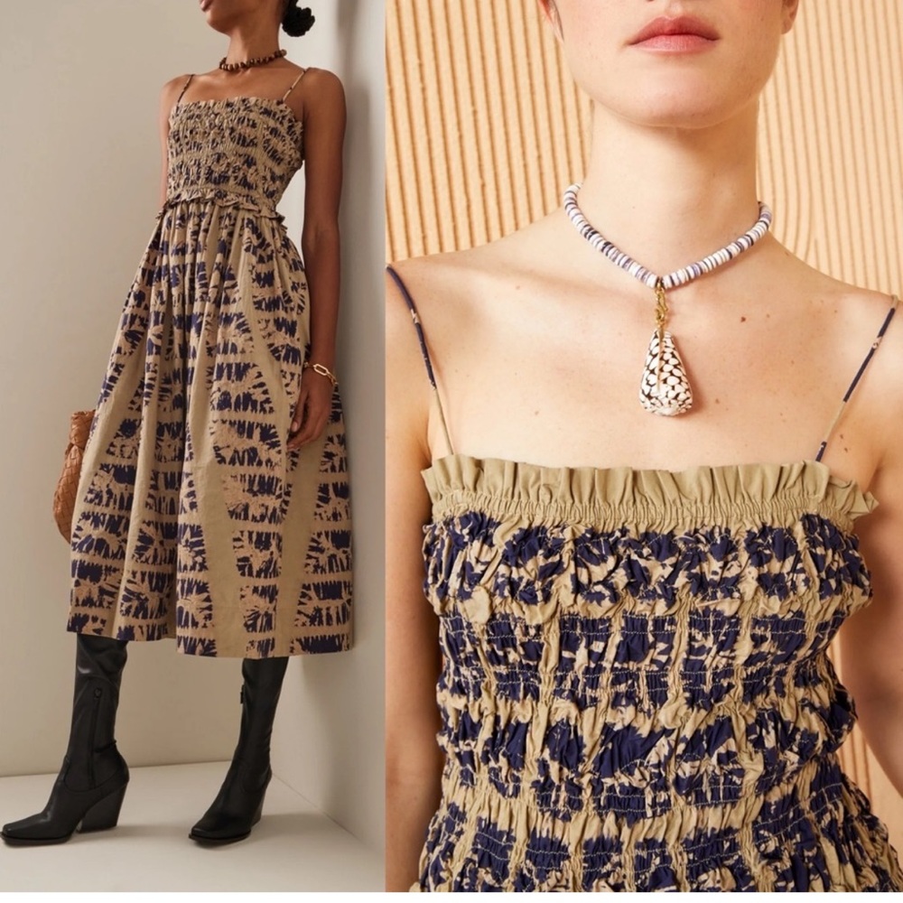 NWT Ulla Johnson Akshara Shibori Cotton Midi Dress - Picture 2 of 8